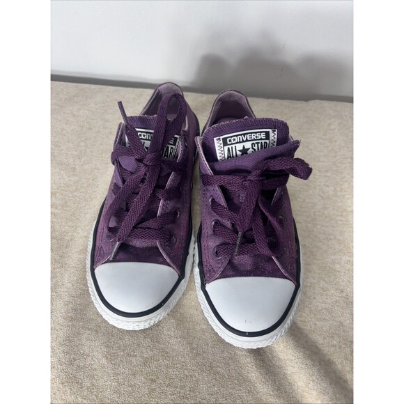 Converse All Star Double Tongue Girl's Skate Shoes berry Sparkle purple Sz 13 - Picture 1 of 14